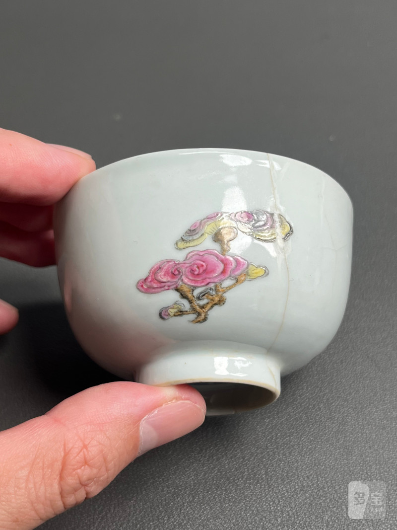 民国或更早  珐琅彩灵芝杯 - 图2